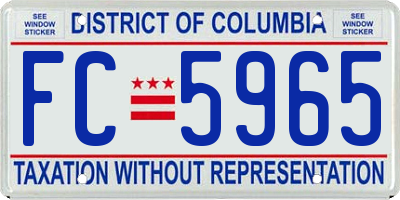 DC license plate FC5965