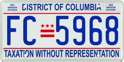 DC license plate FC5968