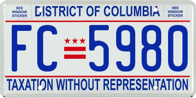 DC license plate FC5980