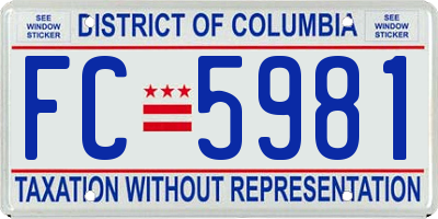 DC license plate FC5981