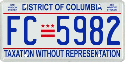 DC license plate FC5982