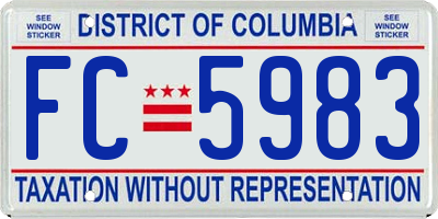 DC license plate FC5983