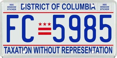 DC license plate FC5985