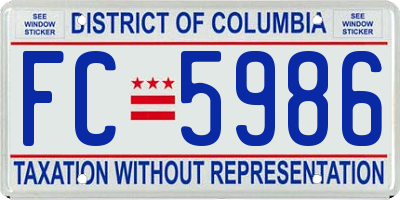 DC license plate FC5986