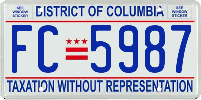 DC license plate FC5987