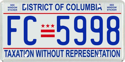 DC license plate FC5998