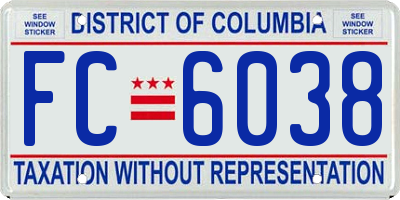 DC license plate FC6038