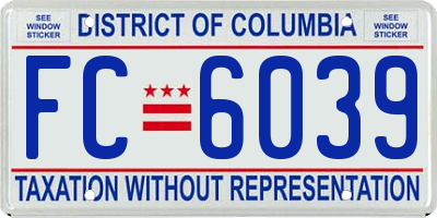 DC license plate FC6039