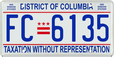 DC license plate FC6135