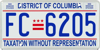 DC license plate FC6205