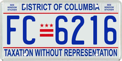 DC license plate FC6216