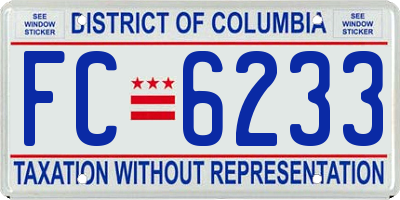 DC license plate FC6233