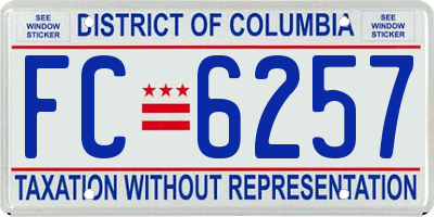 DC license plate FC6257