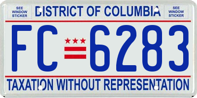 DC license plate FC6283