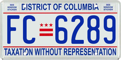 DC license plate FC6289