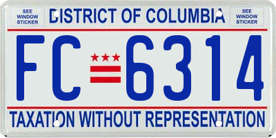 DC license plate FC6314