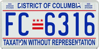 DC license plate FC6316