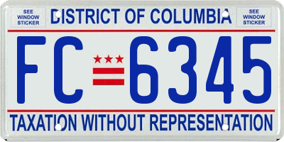 DC license plate FC6345