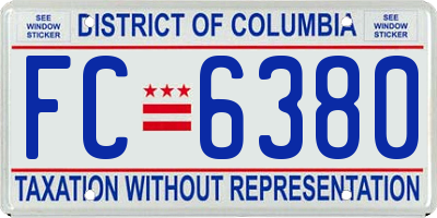 DC license plate FC6380