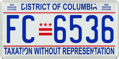 DC license plate FC6536