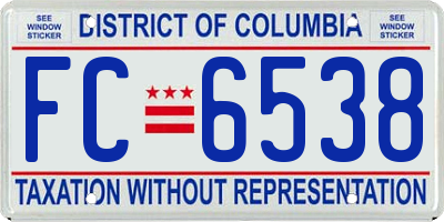 DC license plate FC6538