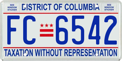 DC license plate FC6542