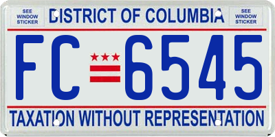 DC license plate FC6545