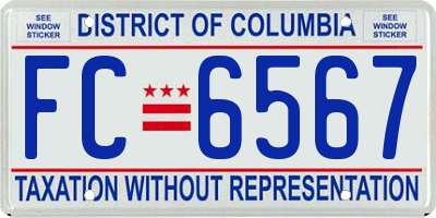 DC license plate FC6567