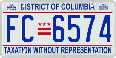 DC license plate FC6574