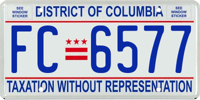 DC license plate FC6577