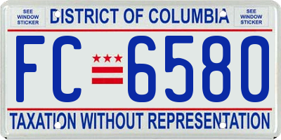 DC license plate FC6580