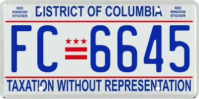 DC license plate FC6645