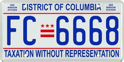 DC license plate FC6668