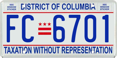 DC license plate FC6701