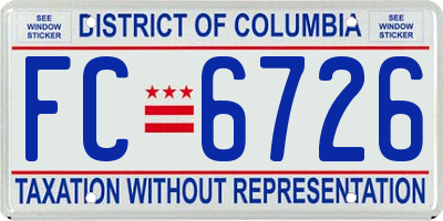 DC license plate FC6726