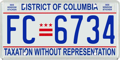 DC license plate FC6734