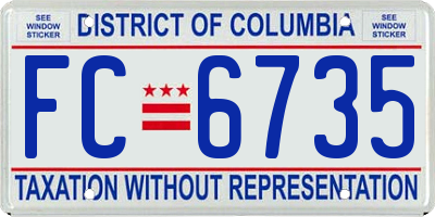 DC license plate FC6735