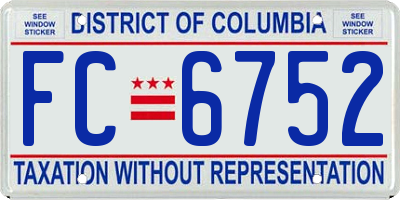 DC license plate FC6752