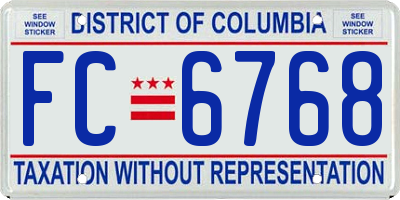 DC license plate FC6768