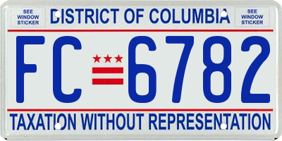 DC license plate FC6782