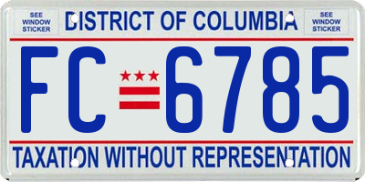 DC license plate FC6785