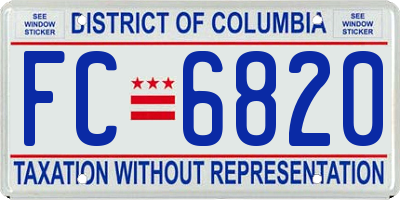 DC license plate FC6820