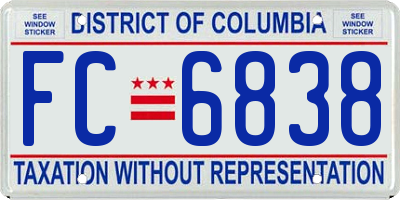 DC license plate FC6838