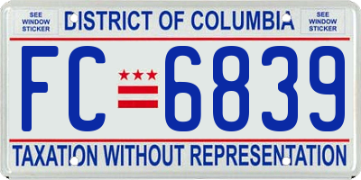 DC license plate FC6839