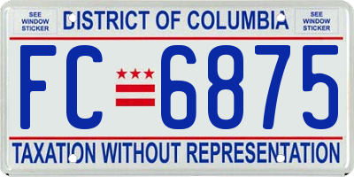 DC license plate FC6875