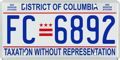 DC license plate FC6892