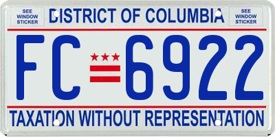 DC license plate FC6922