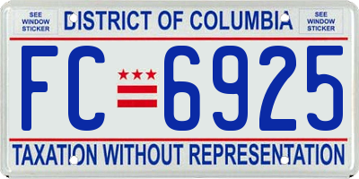 DC license plate FC6925