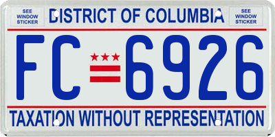 DC license plate FC6926