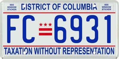 DC license plate FC6931